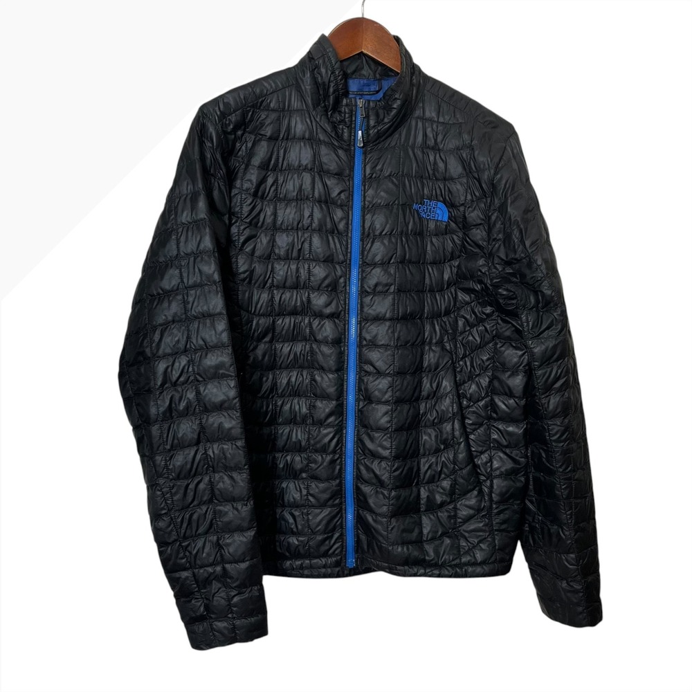 The North Face ThermoBall Mens Jacket Small Black Blue Insulated Puffer Hiking